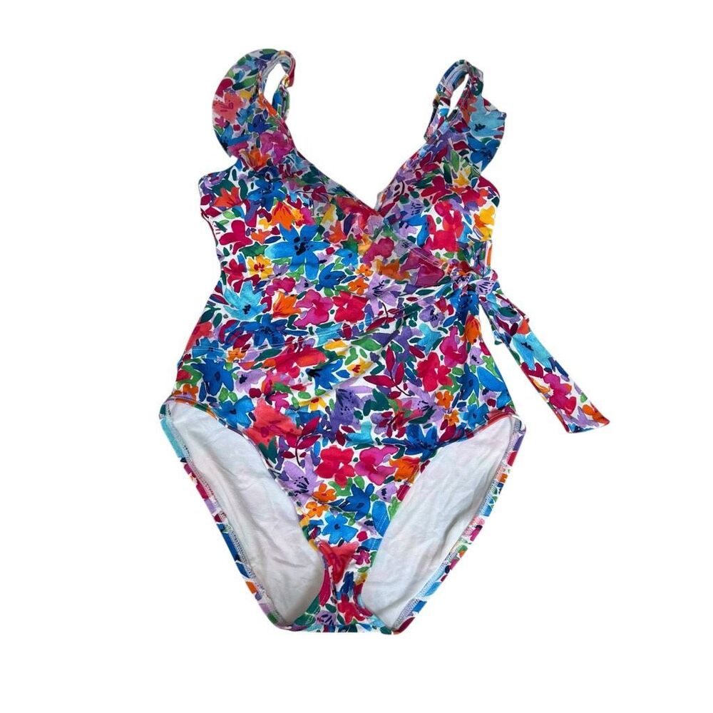 Tommy Bahama Watercolor Floral Wrap One Piece Swimsuit size 4 NWT - Picture 3 of 7